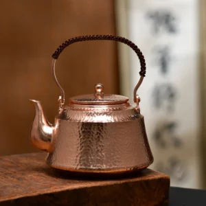 Chinese retro copper teapot, Handmade pure copper kettle for boiling water, Tea art teapot, Large capacity copper pot, 1L