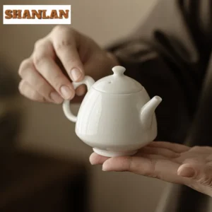 Sheep Fat Jade Porcelain Teapot Handmade Tea Infuser Pot Household Tea Maker Kettle With Filter Cha Supplies Ornaments Drinkware