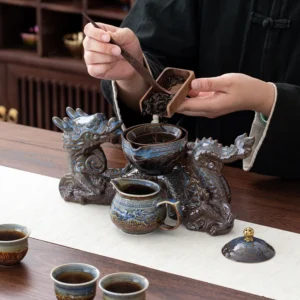 1 set, creative lazy tea set, semi-automatic dragon teapot, magnetic rotating water-conducting tea set, Chinese Kung Fu tea set