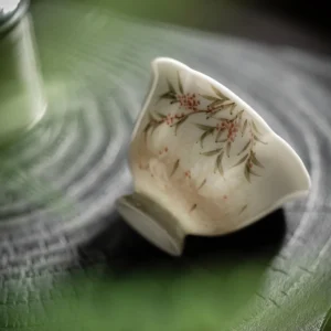 Hand Painted Ceramic Tea Cup Underglaze Apricot Rain Design Single Cup for Gongfu Tea Set Chinese Tea Ceremony