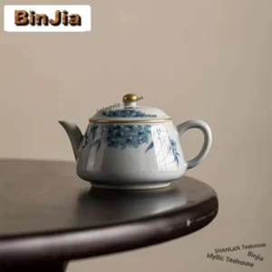150ml Hand-painted Blue and White Teapot Antique Embroidered Ball Flower Pot Handmade Tea Maker Kettle Tea Ceremony Supplies