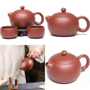 Handcrafted Chinese Clay Teapot Set, 7.8 Oz Capacity with Built-in Filter for Brewing Kungfu Tea